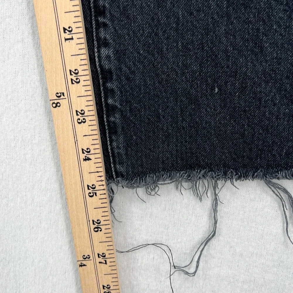 ABERCROMBIE & FITCH Mom Jeans Womens 27 4 Black High Rise Paperbag Tapered Raw - Picture 14 of 14